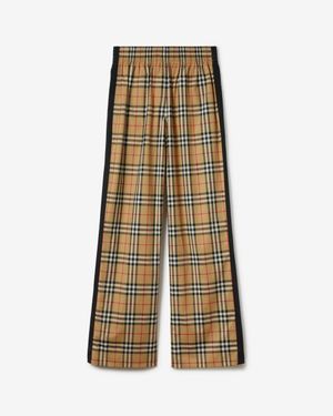 Burberry Check Stretch Cotton Pants - Natural