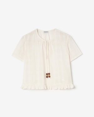 Burberry Check Cotton Voile Blouse - Natur