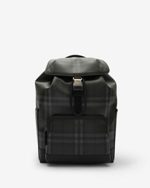Burberry City Check Clip Backpack - Black