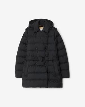Burberry Short Nylon Hooded Puffer Coat - Black