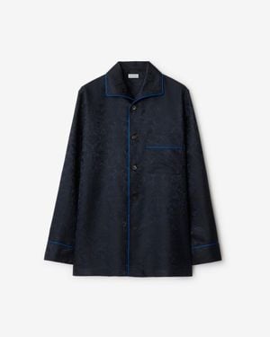 Burberry Sunflower Silk Pajama Shirt - Blue