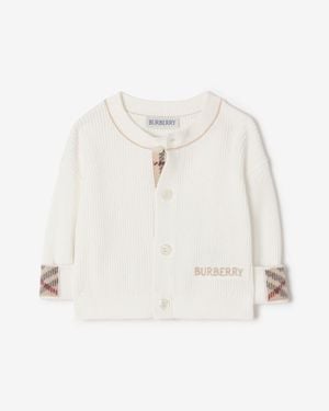 Burberry Childrens Logo Cotton Cardigan - White