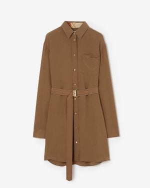 Burberry Silk Crepe De Chine Shirt Dress - Brown