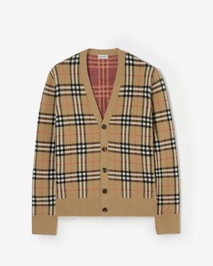 Burberry Check Cotton Wool Cardigan - Multicolor