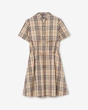 Burberry Check Cotton Dress - Natural