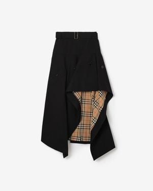 Burberry Gabardine Asymmetric Trench Skirt - Black