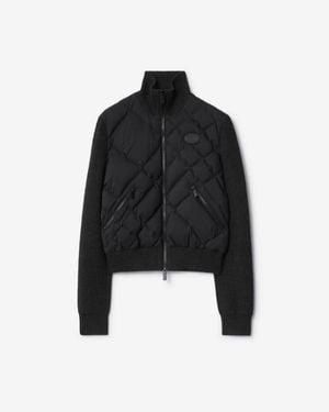 Burberry Check-Stitch Nylon And Wool Jacket - Black
