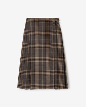 Burberry Check Wool Midi Kilt - Braun