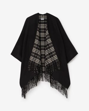 Burberry Reversible Check Wool Cape - Schwarz
