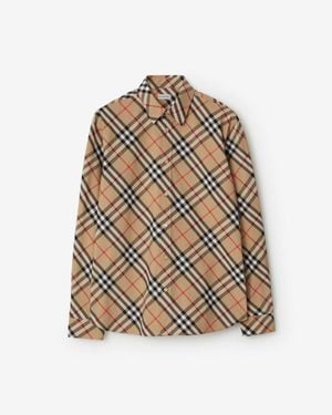 Burberry Classics Regular Fit Check Cotton Shirt - Natural