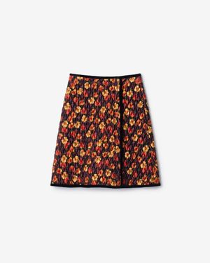Burberry Geranium Leaf Quilted Nylon Skirt - Brown