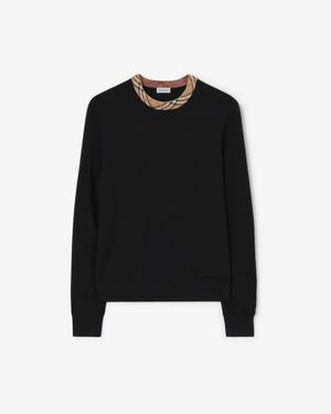 Burberry Check Trim Wool Sweater - Noir