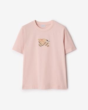 Burberry Knight Check Cotton T-Shirt - Pink