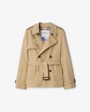 Burberry Cotton Blend Trench Jacket - Natural