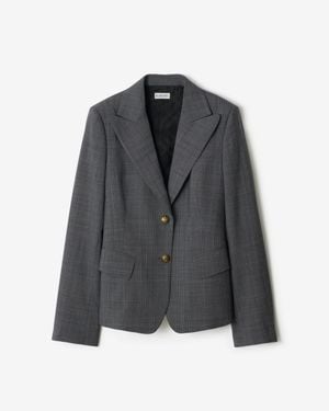Burberry Check Wool Tailored Jacket - Gray