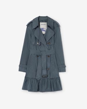 Burberry Short Silk Tillydrine Trench Coat - Blau