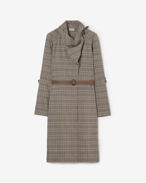 Burberry Scarf Collar Check Wool Dress - Marron