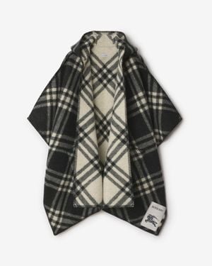 Burberry Reversible Check Wool Cape - Noir