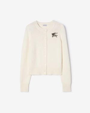Burberry Knight Wool Cashmere Cardigan - Blanc