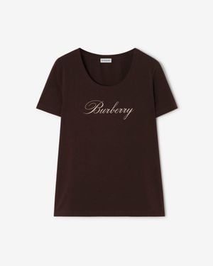 Burberry Logo Stretch Cotton T-Shirt - Brown