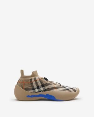 Burberry Check Knit Neptune Sneakers - Natural