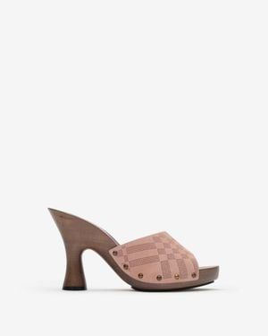 Burberry Check Suede Potter Mules​ - Pink