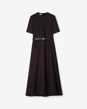 Burberry Belted Check Wool Dress - Black