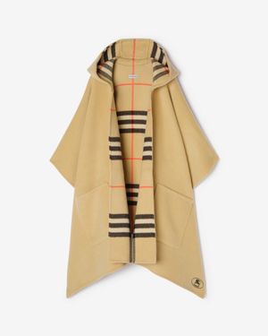 Burberry Check Cashmere Hooded Cape - Mettallic