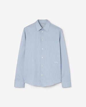 Burberry Slim Fit Striped Cotton Shirt - Blau