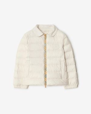 Burberry Childrens Checker-Tape Nylon Puffer Jacket - Natural