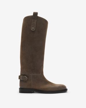 Burberry Suede Cavalier Boots - Brown