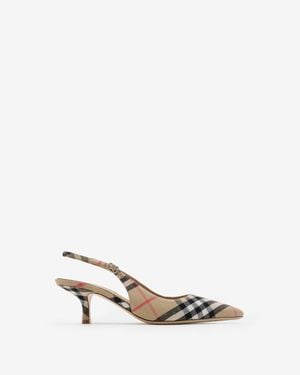 Burberry Check Dame Slingback Pumps​ - Metallic