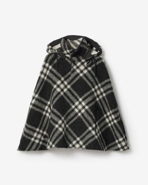 Burberry Check Wool Poncho - Noir