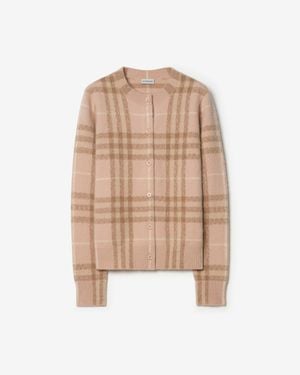 Burberry Check Cashmere Cardigan - Natural