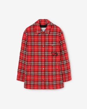 Burberry Check Wool Overshirt - Red