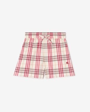 Burberry Check Cotton Shorts - Red