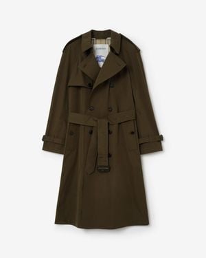 Burberry Long Lightweight Cotton Trench Coat - Grün