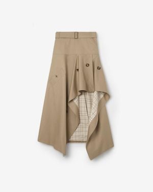 Burberry Gabardine Asymmetric Trench Skirt - Natural