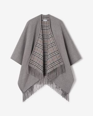 Burberry Reversible Check Wool Cape - Grau