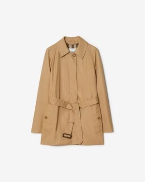 Burberry Short Cotton Car Coat - Natural