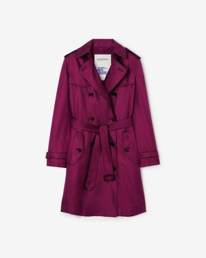 Burberry Long Silk Foxfield Trench Coat - Purple