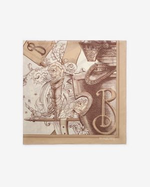 Burberry Etched Knight Cashmere Silk Scarf - Neutre