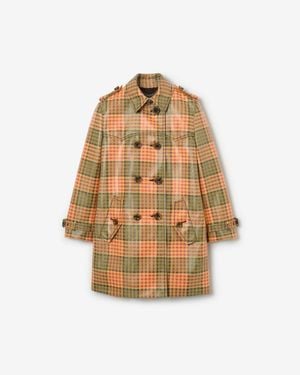 Burberry Short Check Coated Raffia-Effect Summerside Trench Coat - Natur