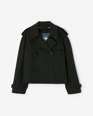Burberry Cropped Gabardine Mayfair Trench Jacket With Warmer - Black