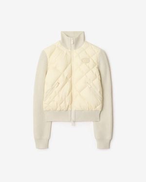 Burberry Check-Stitch Nylon And Wool Jacket - Natural