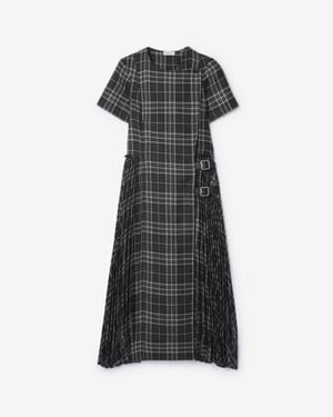 Burberry Check Wool Blend Kilt Dress - Black