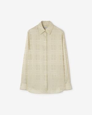 Burberry Classic Fit Check Silk Shirt - Natural