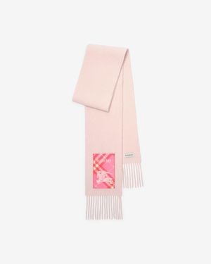 Burberry Narrow Check Label Cashmere Scarf - Pink