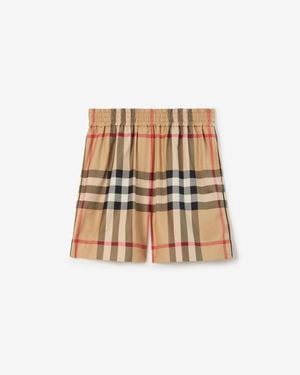 Burberry Check Cotton Shorts - Natural