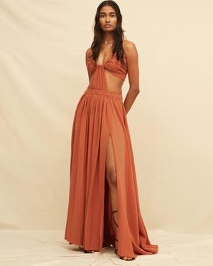 Caravana Xpujil Maxi Dress Artisanal Cotton - Orange
